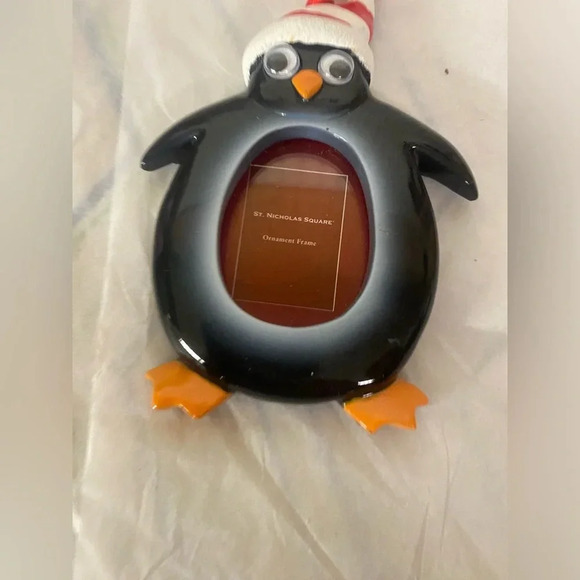 5/$20 St. Nicholas Square Christmas Winter Hat Penguin Picture Frame 4” Ornament - Picture 3 of 5